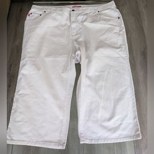 EUC Woman Within 100% Cotton White Denim Capri Jeans Size 24W